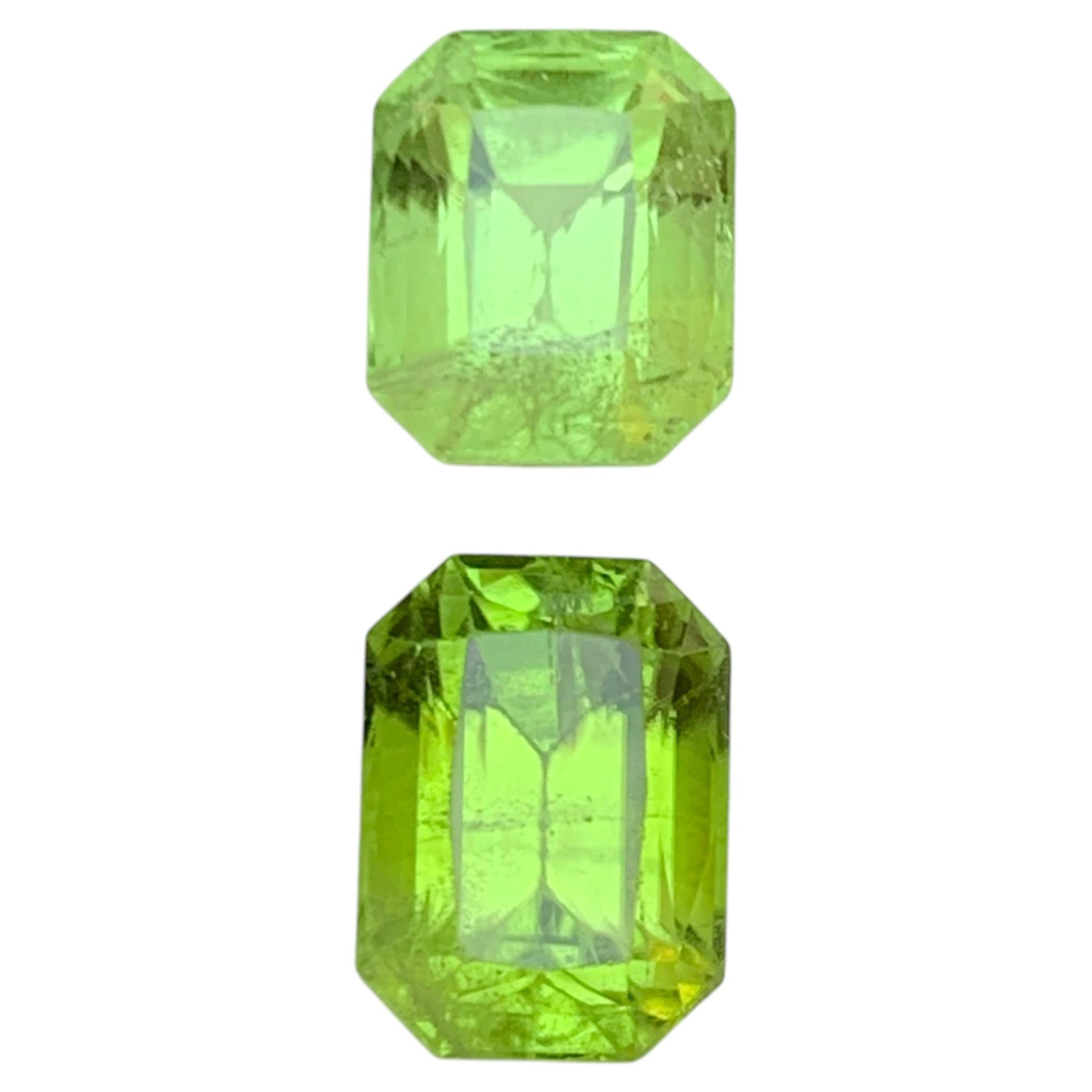 Lime Green Natürlicher Peridot 7,28 Karat Smaragdschliff Lose Edelsteine für Schmuck