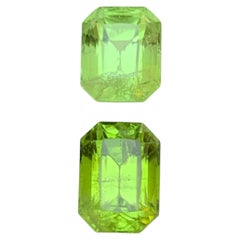 Lime Green Natural Peridot 7.28 Carat Emerald Cut Loose Gemstones for Jewelry
