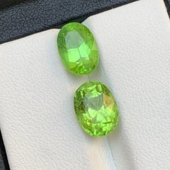 Lime Green Natural Peridot 7.60 Carat Oval Cut Loose Gemstones for Jewelry