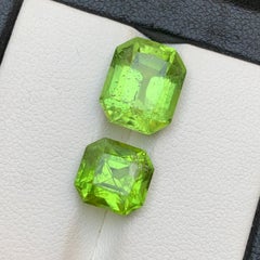 Lime Green Natural Peridot 9.47 Carat Octagon Cut Loose Gemstones for Jewelry