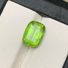 Lime Green Natural Peridot Cushion Cut 5.53 Carat Loose Gemstone for Ring