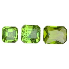 Lime Green Natural Peridot Emerald Cut 6.18 Carat Loose Gemstones Parcel