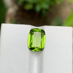 Lime Green Natural Peridot Gemstone 3.75 Ct Cushion Cut  Ring, Pendant Jewelry
