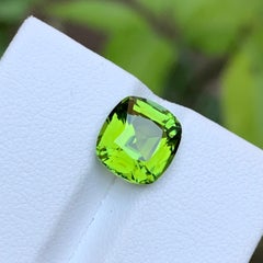 Lime Green Natural Tourmaline Gemstone 3.45 Ct Cushion Cut  Ring, Pendant Jewel