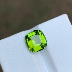 Lime Green Natural Tourmaline Gemstone 3.45 Ct Cushion Cut  Ring, Pendant Jewel