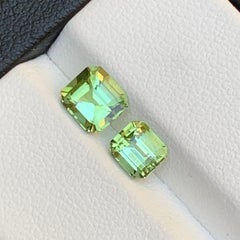 Lime Green Natural Tourmaline Loose Gemstones 2.05 Ct Emerald Cut for Jewelry