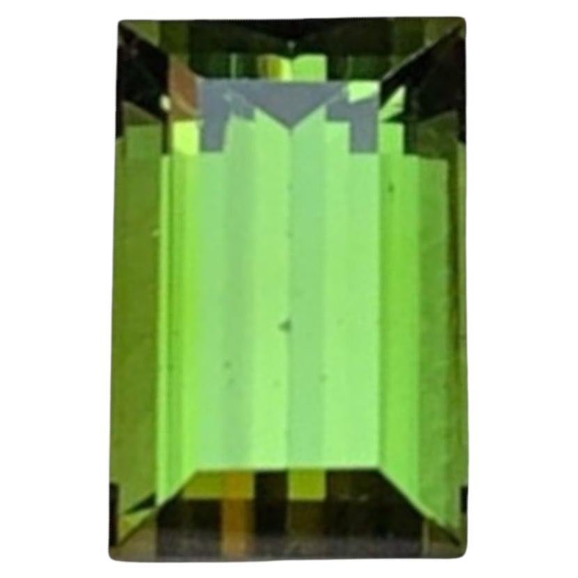 Anillo de turmalina natural verde lima Piedra suelta 2,80 qt Joyería talla baguette