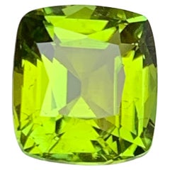 Lime Green Natural Turmalin Ring, Halskette Anhänger Edelstein 4.80Ct Cushion Cut