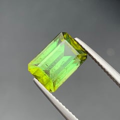 Lime Green Natural Tourmaline Ring, Pendant Loose Gemstone 4.85 CT Emerald Cut