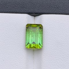 Lime Green Natural Tourmaline Ring, Pendant Loose Gemstone 4.85 CT Emerald Cut