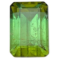 Lime Green Natural Tourmaline Ring, Pendant Loose Gemstone 4.85 CT Emerald Cut