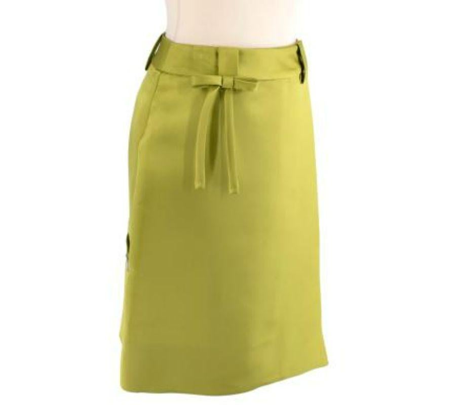 Lime Green Silk Wrap Mini Skirt For Sale at 1stDibs