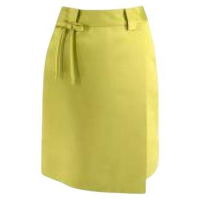 Lime Green Silk Wrap Mini Skirt For Sale at 1stDibs