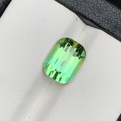 Lime Green Two Tone Natural Tourmaline Ring Loose Gemstone 4.25 Ct Cushion Cut