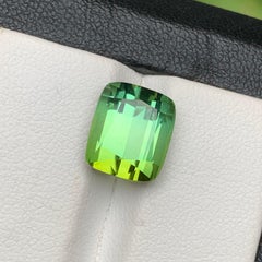 Lime Green Two Tone Natural Tourmaline Ring Loose Gemstone 6.50 Ct Cushion Cut