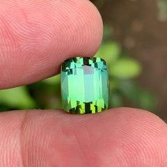 Lime Green Two Tone Natural Tourmaline Ring Loose Gemstone 6.50 Ct Cushion Cut
