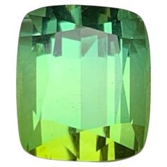 Lime Green Two Tone Natural Tourmaline Ring Loose Gemstone 6.50 Ct Cushion Cut