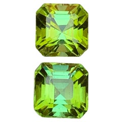Juego de gemas sueltas de turmalina natural de color verde menta lima de 3,55 qt talla Asscher
