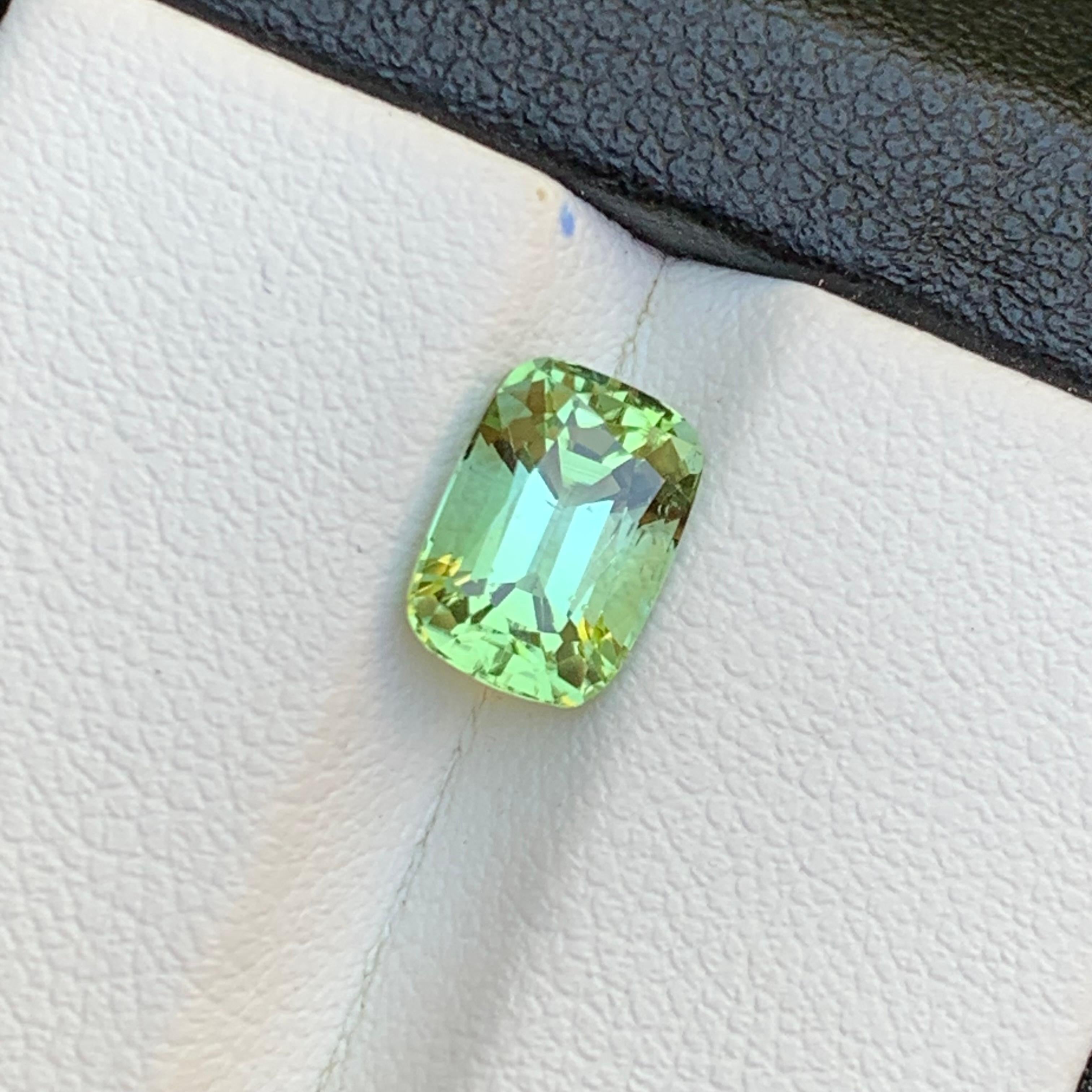 Lime Mint Green Natural Tourmaline Ring Loose Gemstone 2.05 Ct Cushion Cut-Jewel For Sale 5
