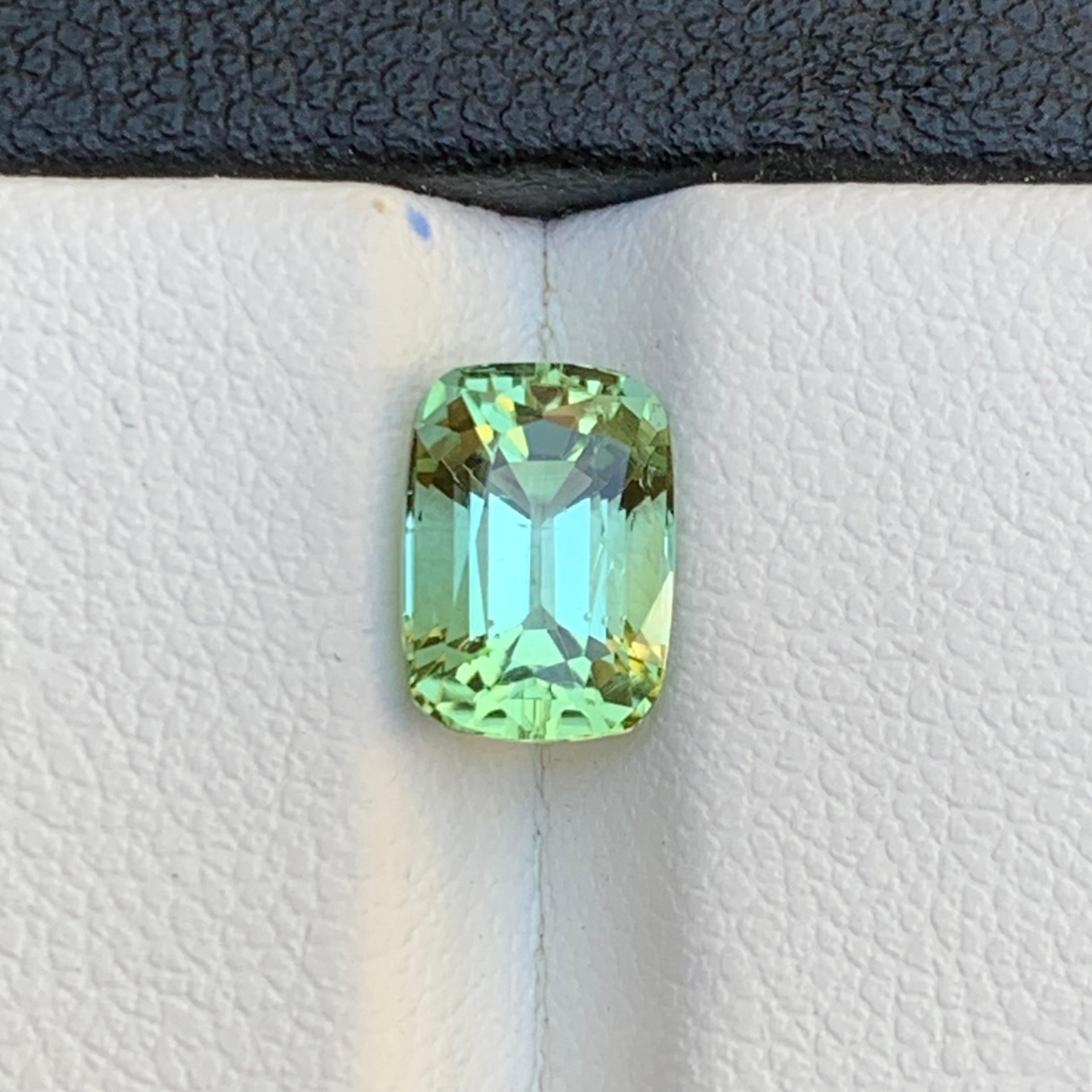 Lime Mint Green Natural Tourmaline Ring Loose Gemstone 2.05 Ct Cushion Cut-Jewel For Sale 7