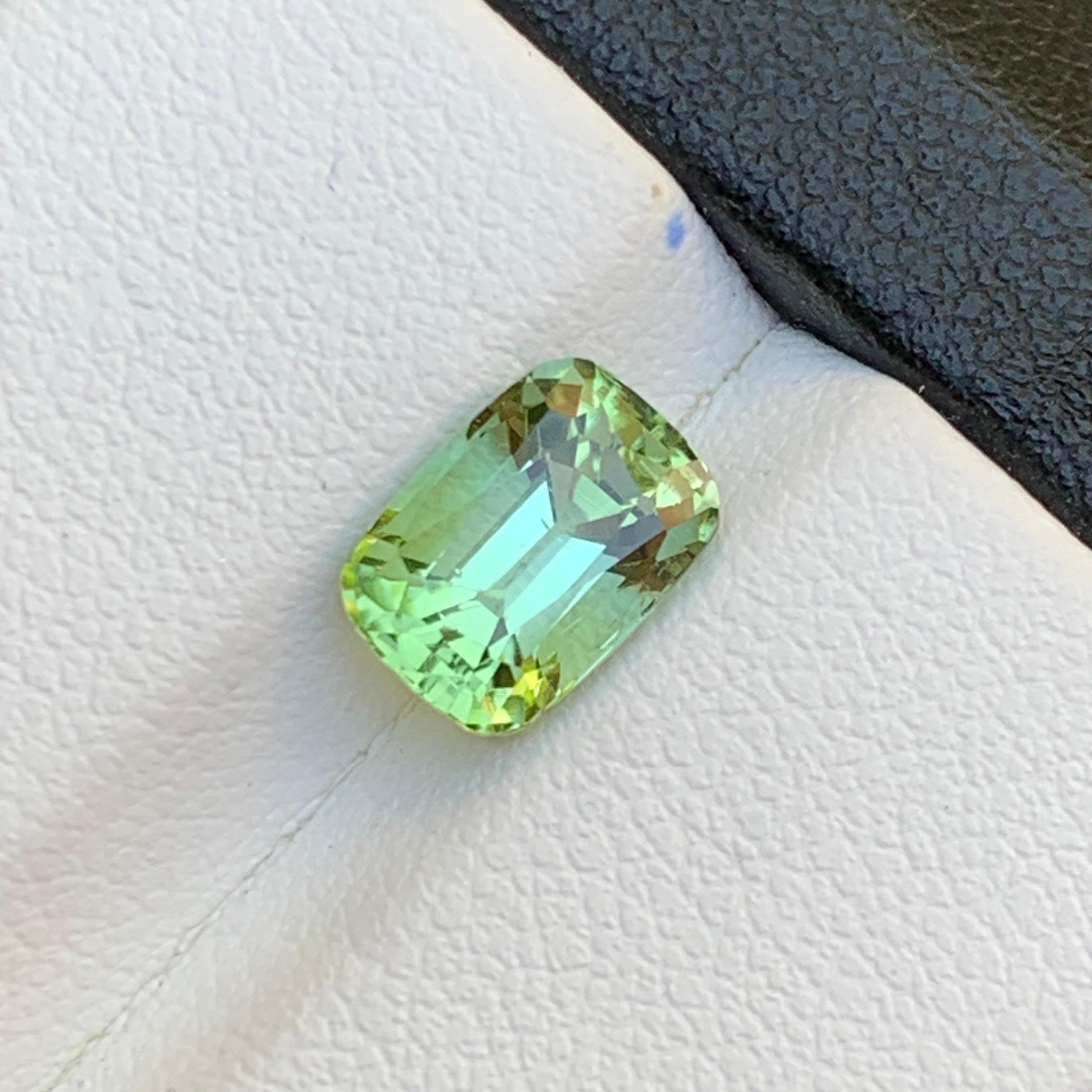 Lime Mint Green Natural Tourmaline Ring Loose Gemstone 2.05 Ct Cushion Cut-Jewel For Sale 8