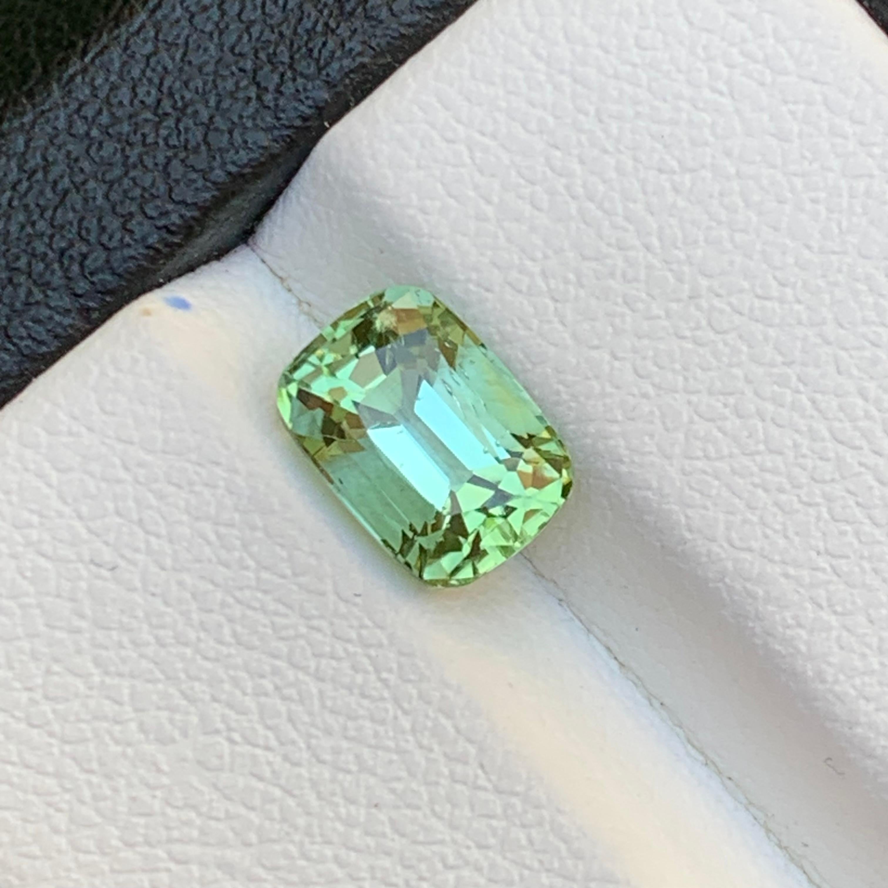 Lime Mint Green Natural Tourmaline Ring Loose Gemstone 2.05 Ct Cushion Cut-Jewel For Sale 1