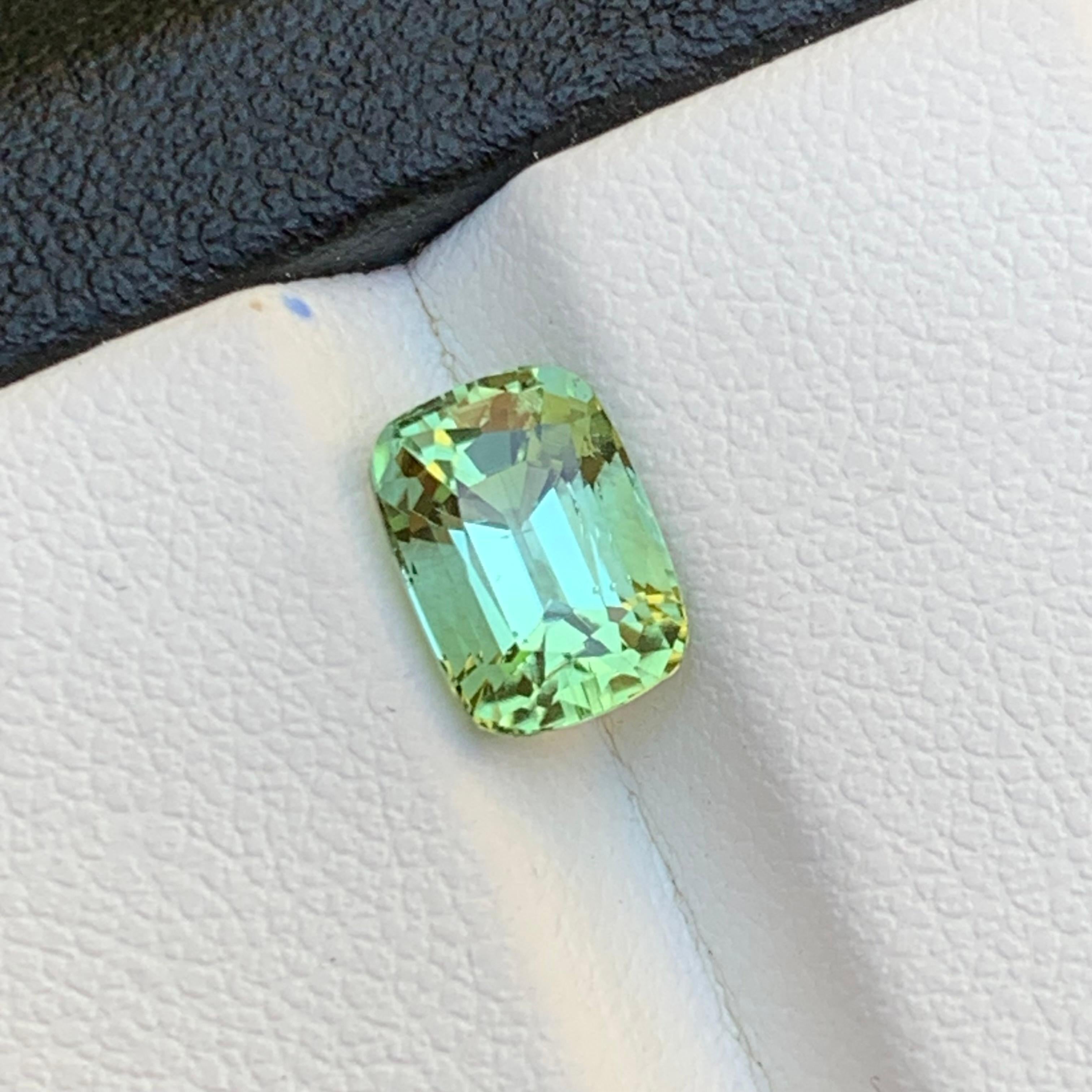 Lime Mint Green Natural Tourmaline Ring Loose Gemstone 2.05 Ct Cushion Cut-Jewel For Sale 4