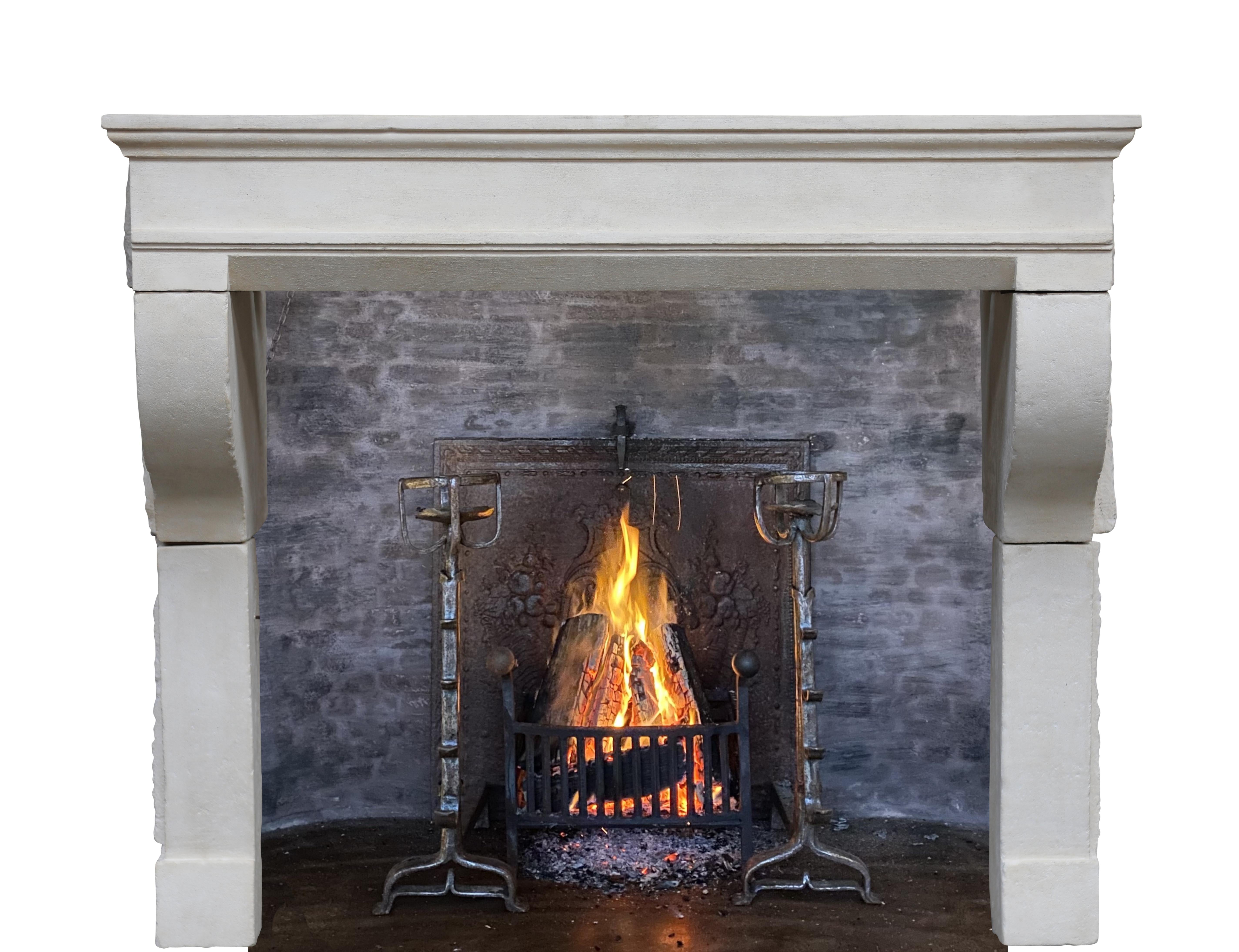 Lime Washed 17th Century Timeless French Stone Fireplace Surround For Sale 4