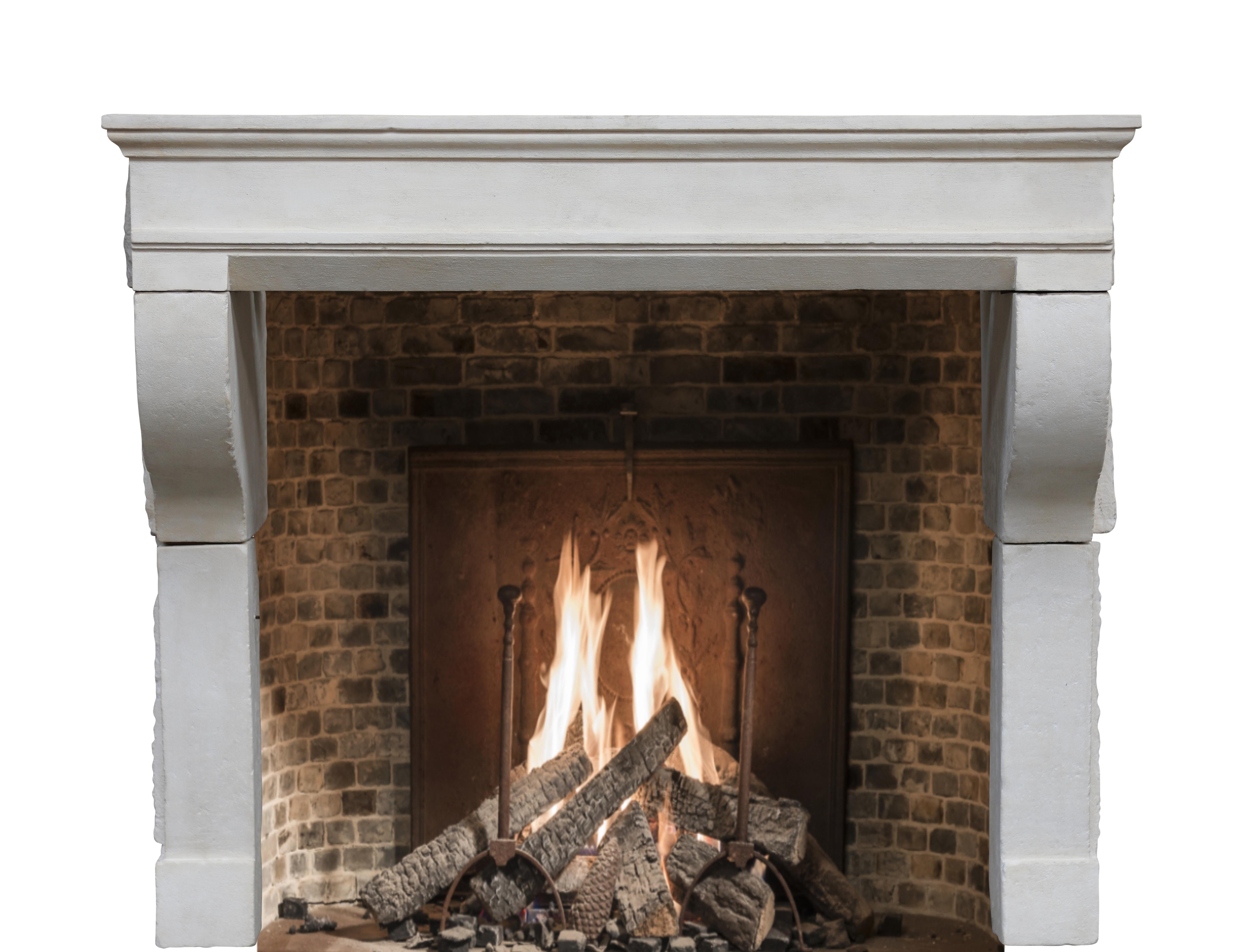 Lime Washed 17th Century Timeless French Stone Fireplace Surround For Sale 7