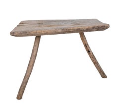 Lime Washed Farmhouse 3-Legged Wooden Table