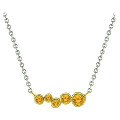 Lime Yellow Coated Silver Bar Pendant with Yellow Sapphires