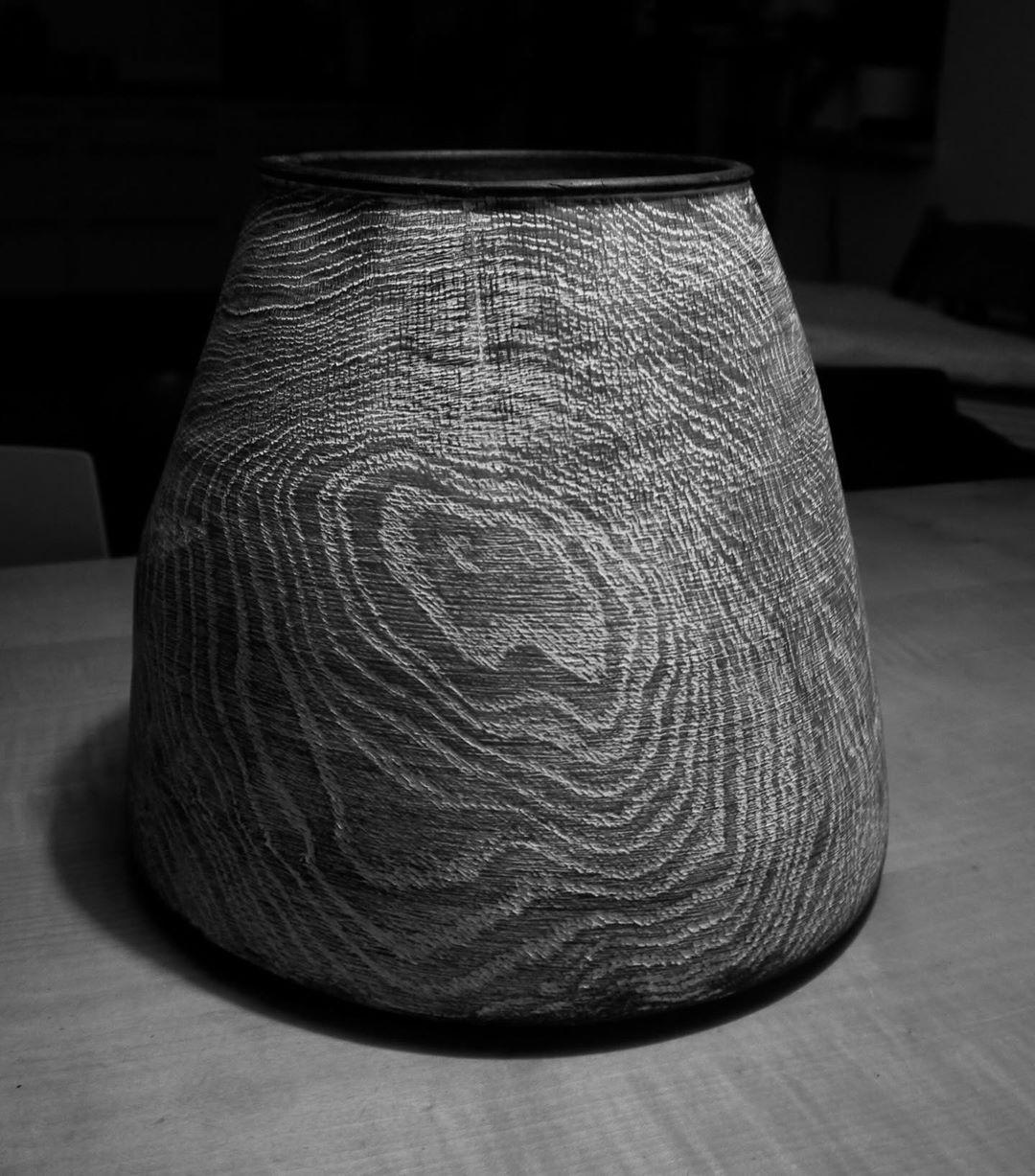 Modern Limed and Oiled Oak Vessel by Fritz Baumann