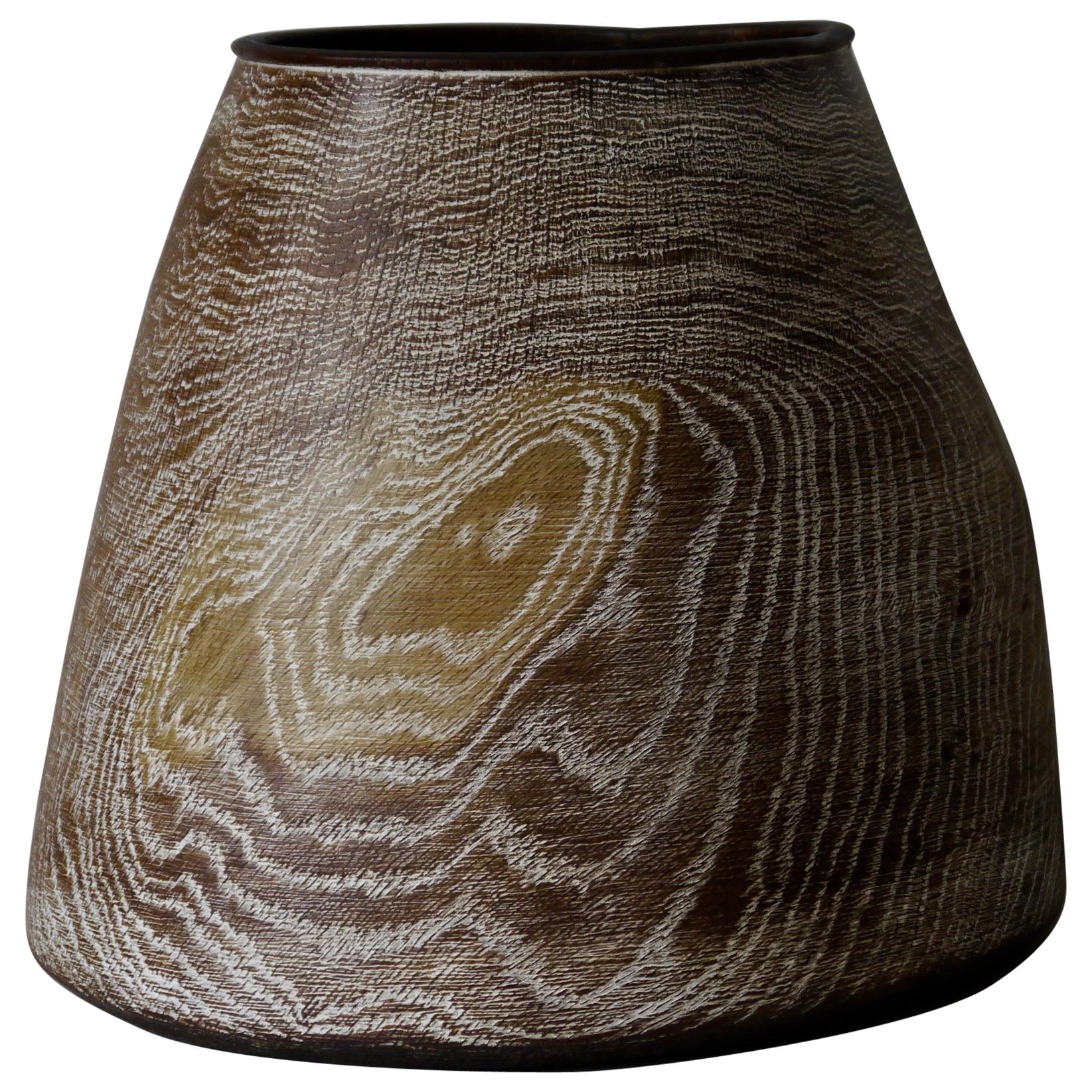 Limed and Oiled Oak Vessel by Fritz Baumann