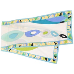 Limed Green & Aqua Pucci Silk Print Scarf, 1970s