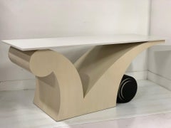 Limed Oak Art Deco Style White Quartz Top Console Table