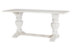 Limed oak baluster support dining table