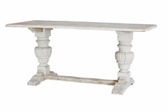 Table de salle à manger en chêne chaulé avec support balustre