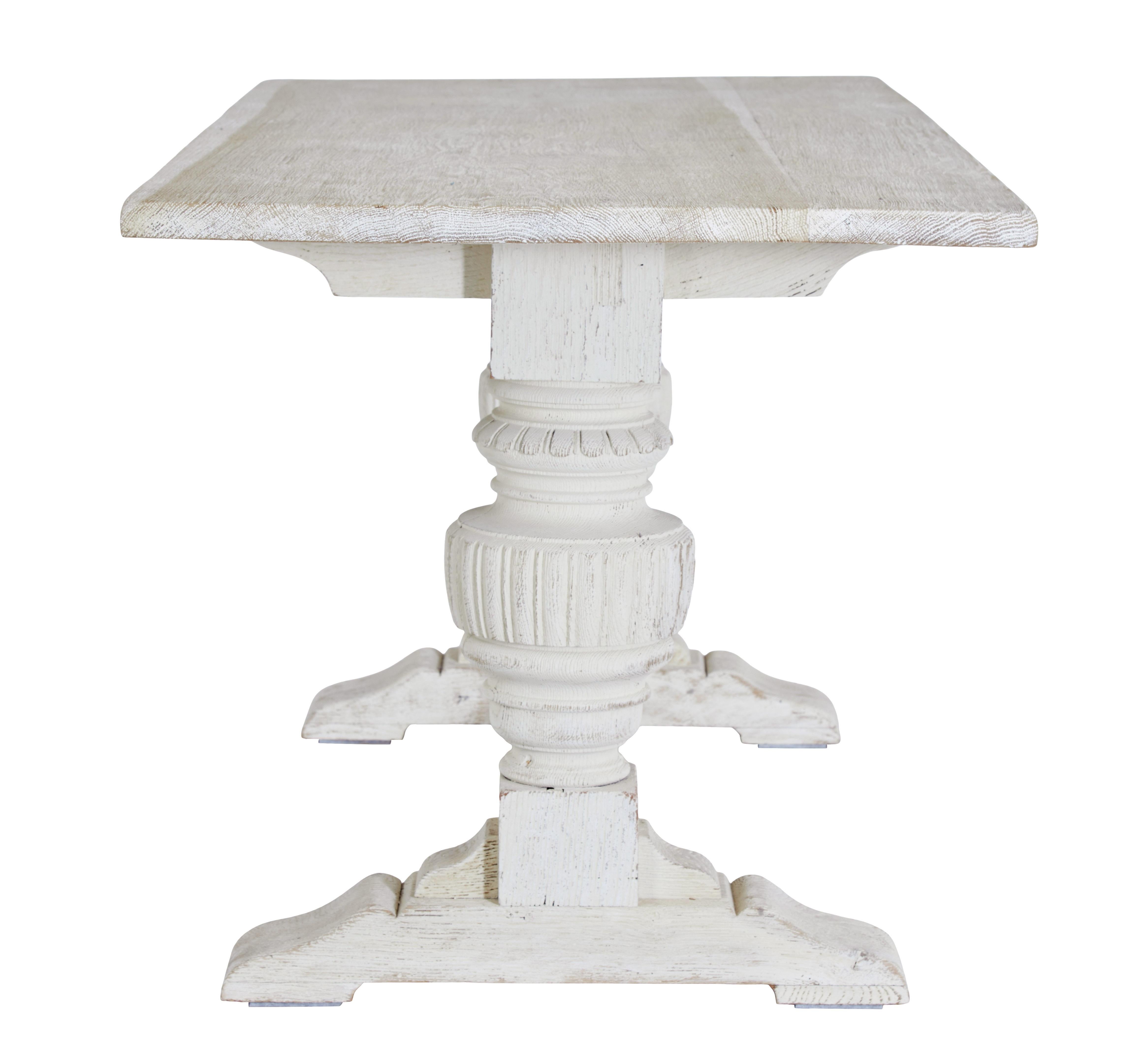 Limed Oak Baluster Support Dining Table For Sale at 1stDibs