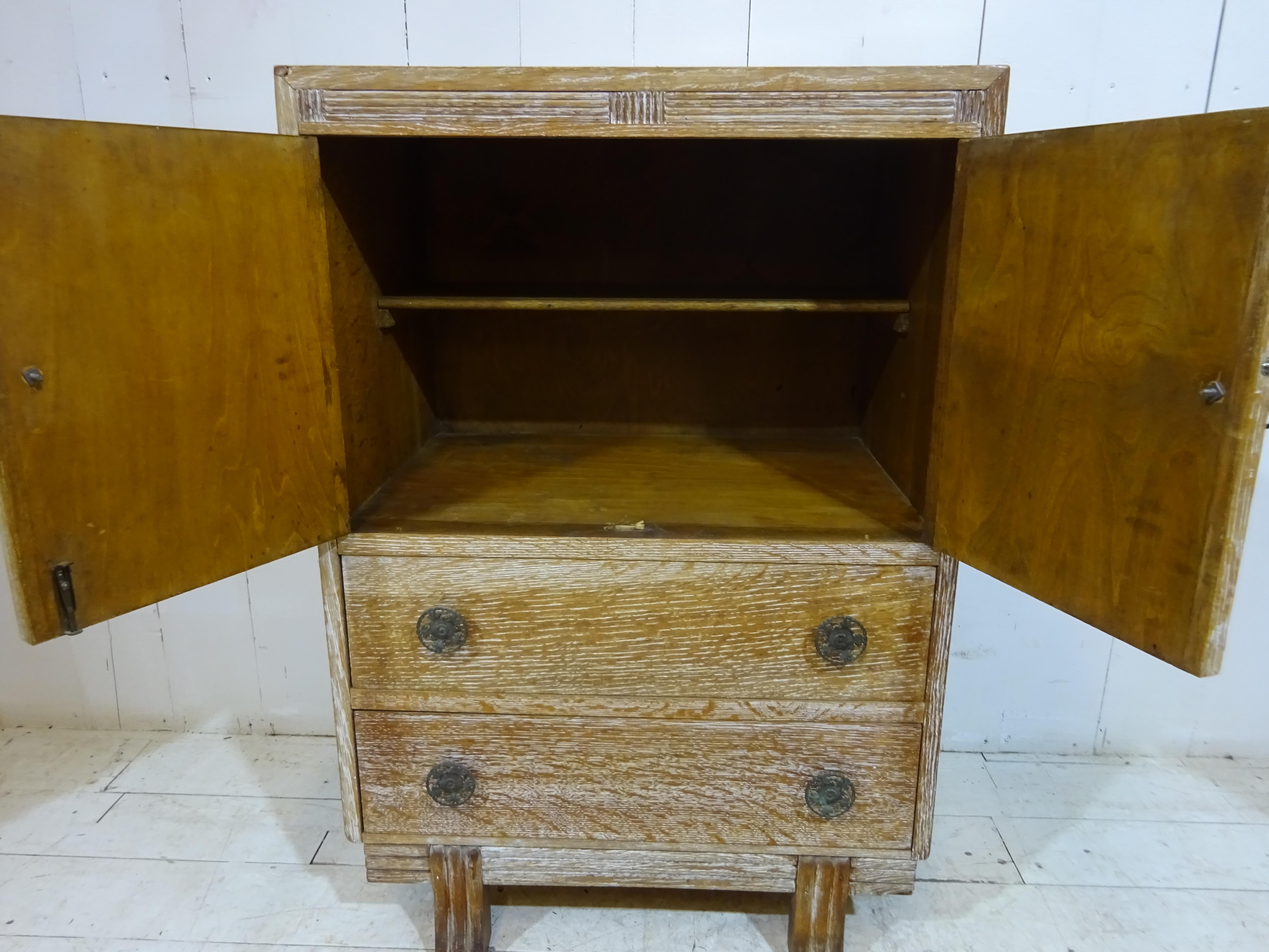 Limed Oak Cabinet by Heals of London In Good Condition In Tarleton, GB