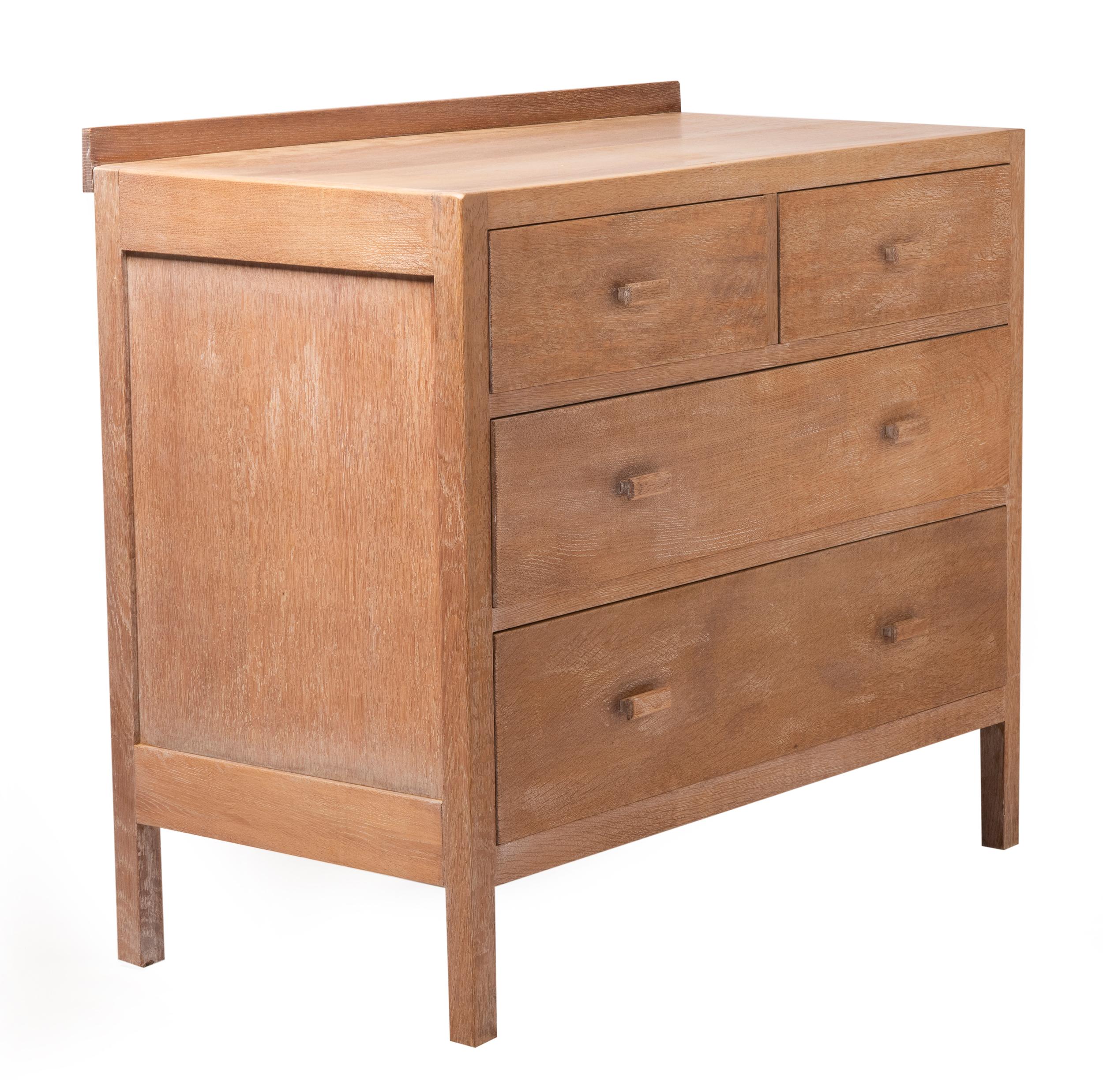 British Limed Oak Chest of Drawers by Heals, England, circa 1930 For Sale