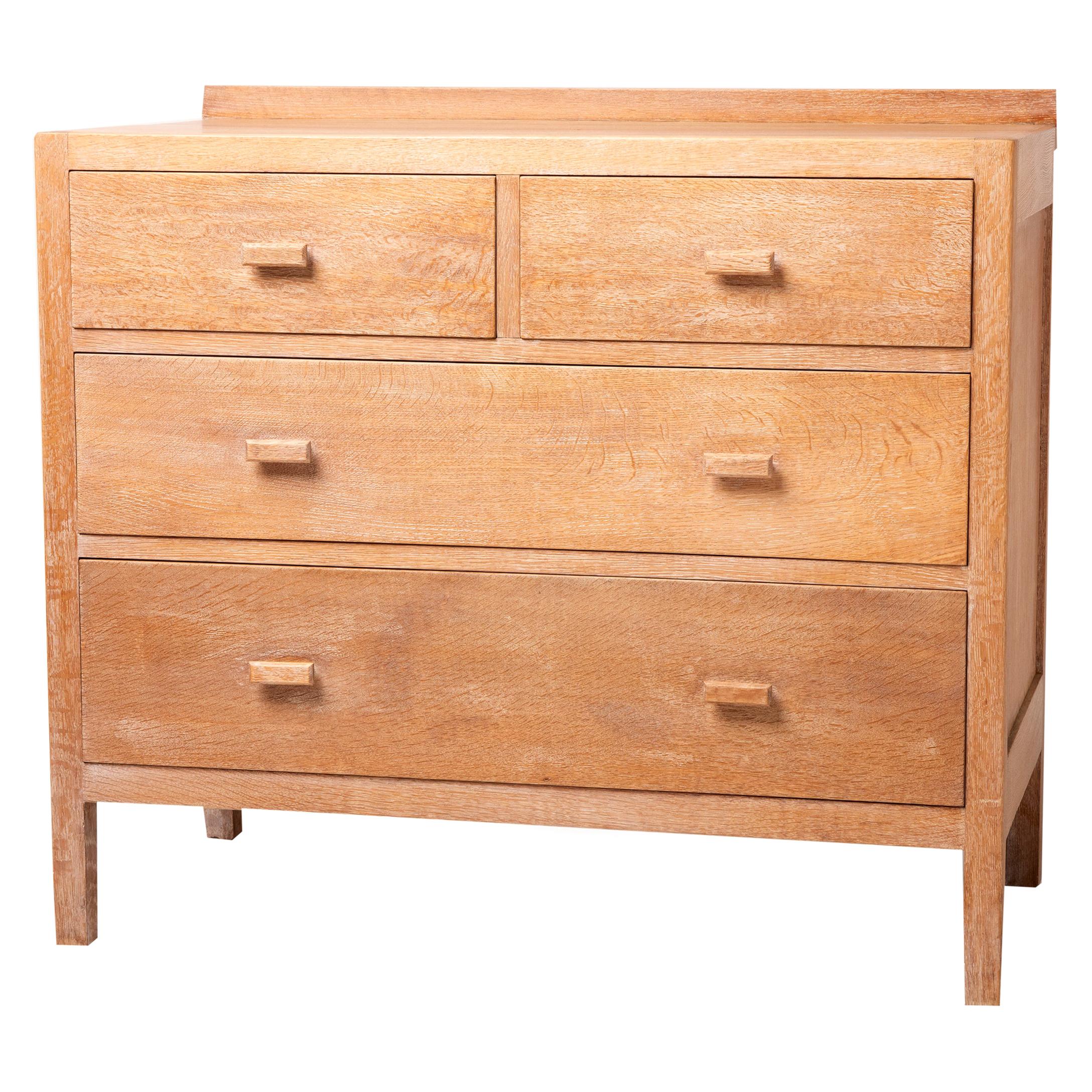 Limed Oak Chest of Drawers by Heals, England, circa 1930 For Sale