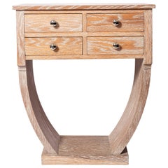 Vintage Limed Oak Console Table with Drawers, Art Deco Period, France, circa 1940