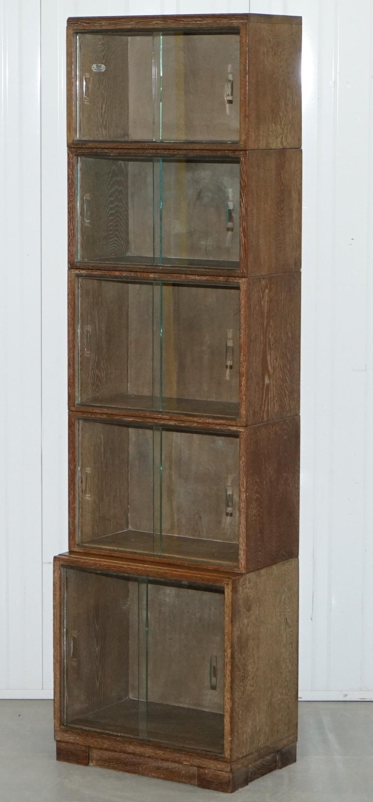 Limed Oak Modular Minty Oxford Antique Stacking Legal Bookcase