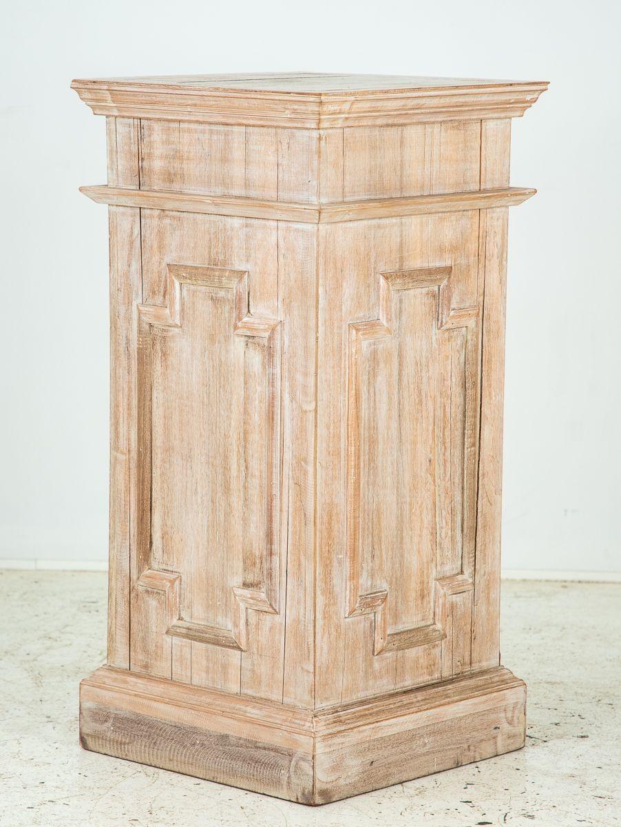 English Limed Oak Pedestal with Applied Mouldings, England, Mid 20th C. For Sale