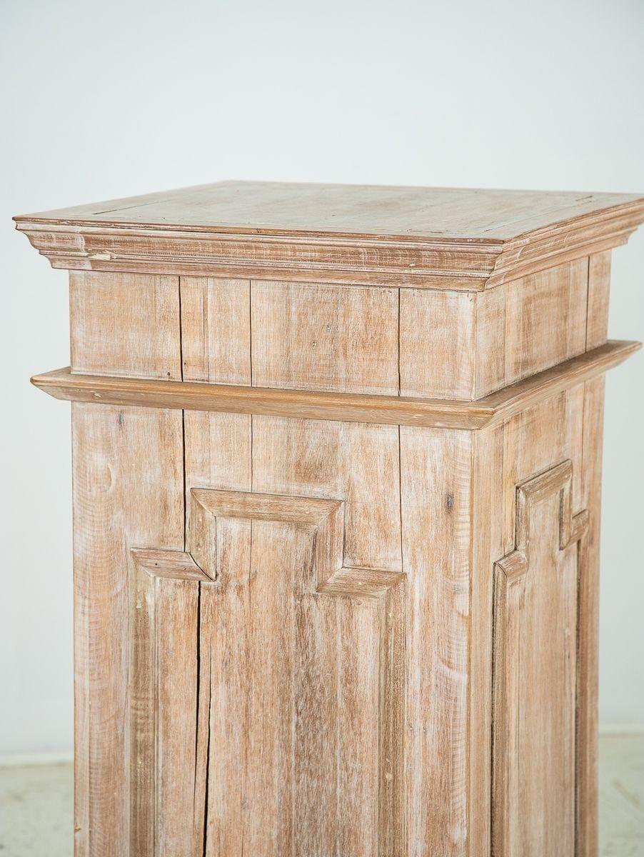 20th Century Limed Oak Pedestal with Applied Mouldings, England, Mid 20th C. For Sale
