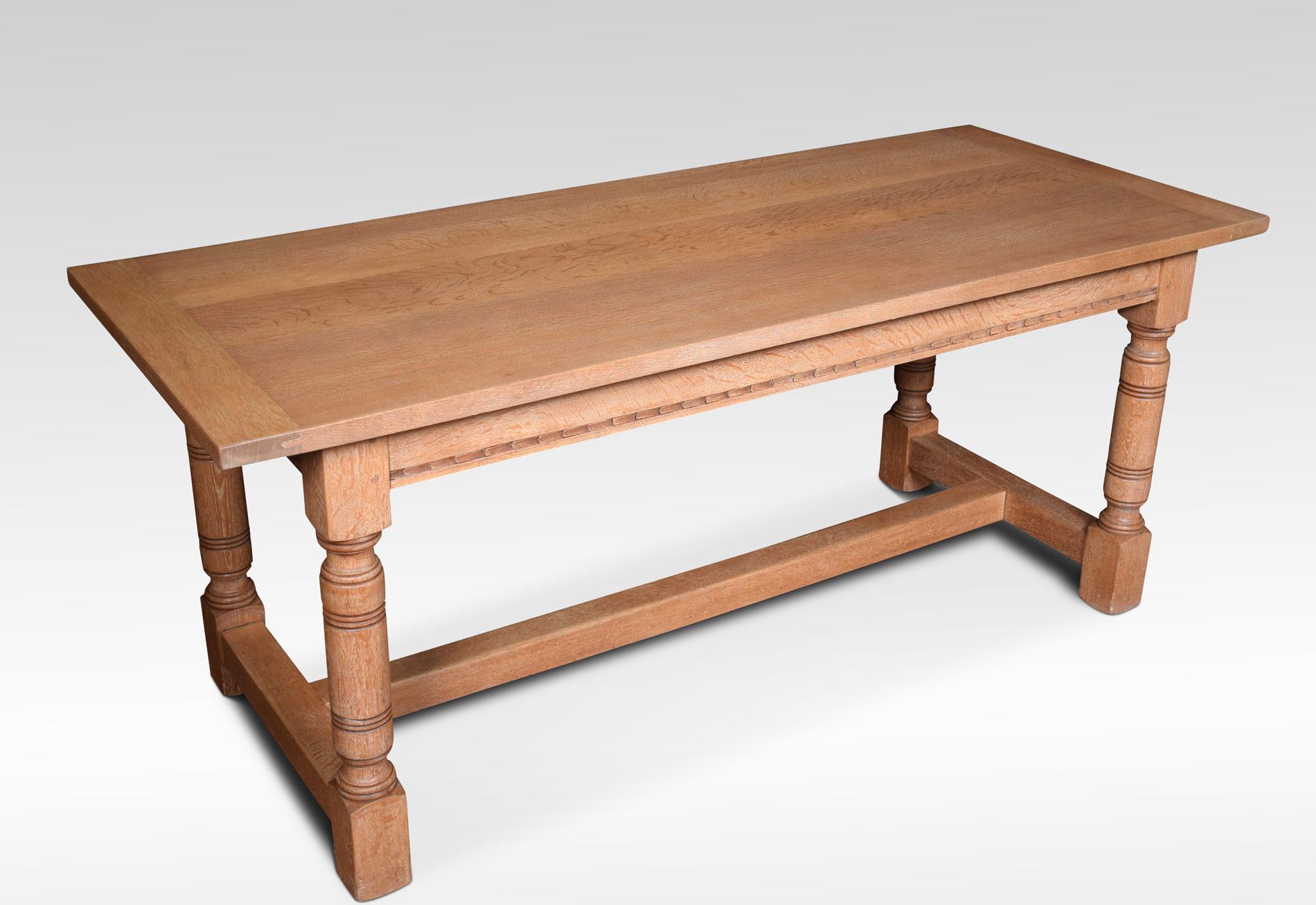 British Limed Oak Plank Top Refectory Table