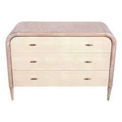 Limed Wood and Faux Shagreen Chest or Dresser