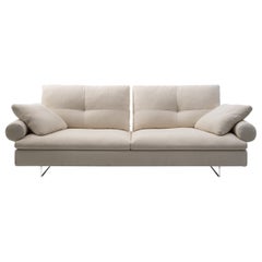 Limes New 80 Large Sofa in Beige Upholstery with Roll Armrest by Sergio Bicego