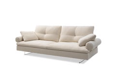 Sofá Limes New 88 Medium en tapicería beige con reposabrazos enrollable by Sergio Bicego