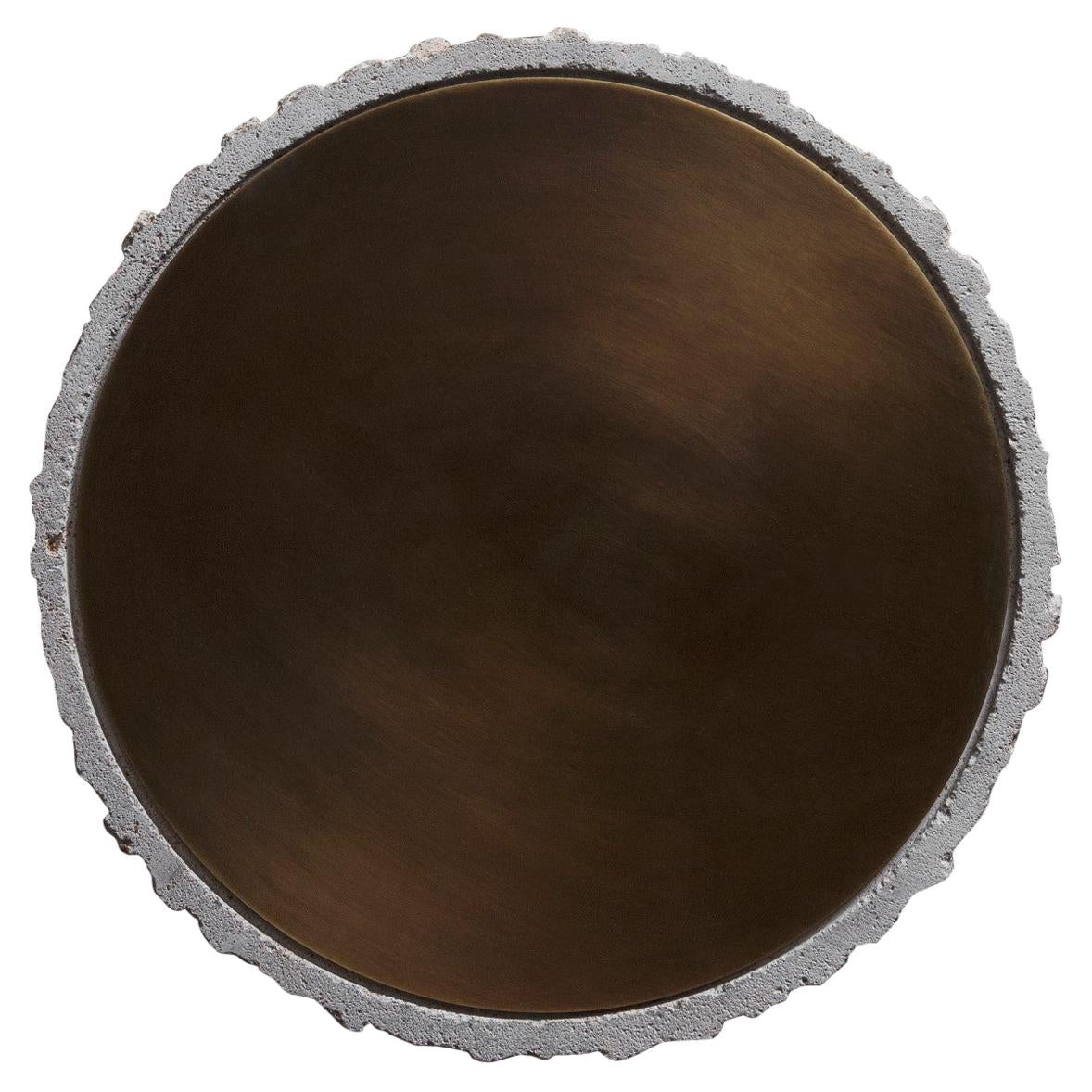 Limestone and Brass Sculpted Coffee Table by Frederic Saulou